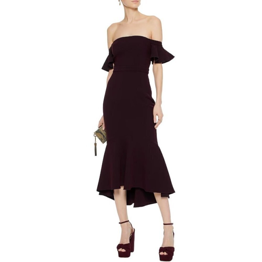 Rachel Zoe Devon Tulip Dress in Warm Plum Small Womens Off the Shoulders Party
